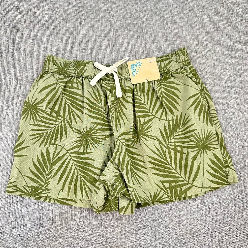 NEW! Kids There Abouts Shorts Green Palm‎ Elastic Waist $26 (M 10/12) Drawstring